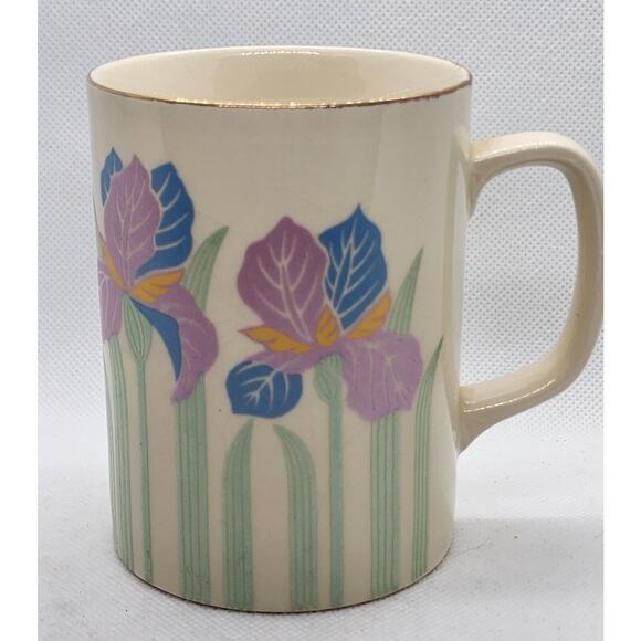 CUP/MUG -OTAGIRI-Japan-Pink Blue Iris Flower-Gold Trim - Picture 8 of 15